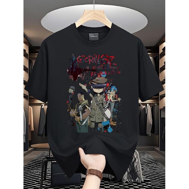 Local Store, Men S Shirts, Men S Shirts, Men S Clothing, Shirts for Men, Men S Shirt, Gorillaz 180GWhite And Black T-Shirt, Musical Band Print, S чёрный