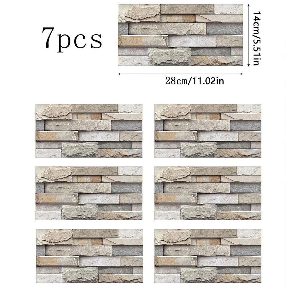 

7 шт. Наклейки на стену с кирпичным узором 3D Самоклеящиеся обои Наклейка на стену для кухни, ванной комнаты, домашнего декора
