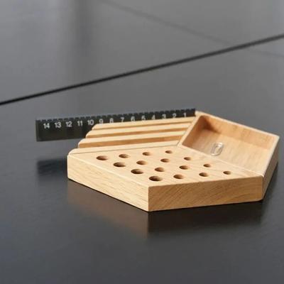 Pen Organizer Desk Organizer Tray Carve Punch Tool Holder Adjustable Wooden Desk Tray Multifunction Large Capacity