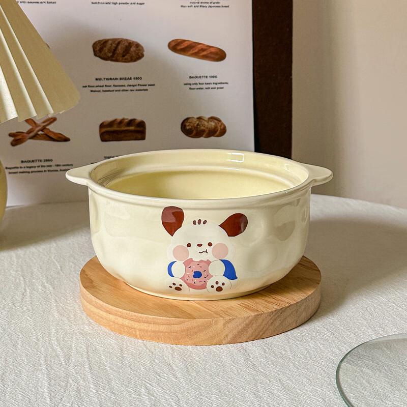 Cute Pacha Dog Ceramic Noodle Bowl Set