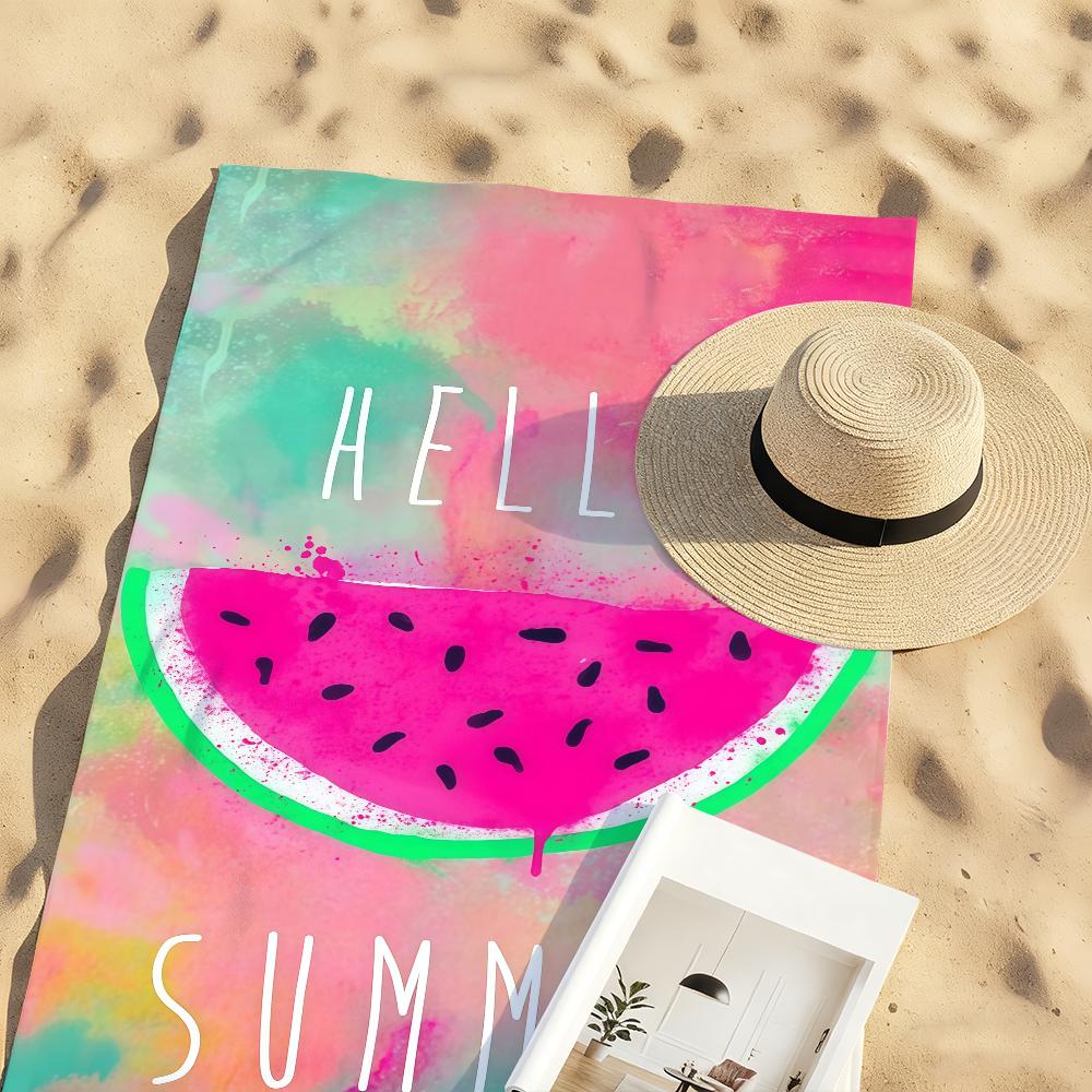 Hello Summer Watermelon-Print Towel Quick Drying Beach Towels Are Suitable For Swimming Pools Camping Yoga And The Gym