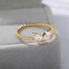 1Pc Fashionable Exquisite Simple Butterfly Single Ring Fashionable Exquisite Inlaid Synthetic Zircon Ring Daily Matching Ring