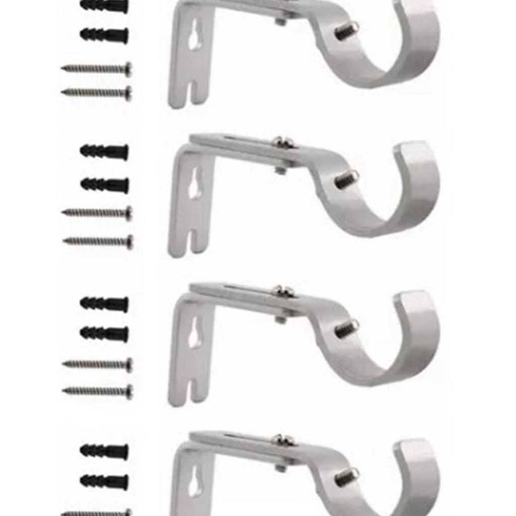 4PCS Curtain Rod Bracket Adjustable Heavy Duty Curtain Rod Wall Bracket Hooks with Installation Screws