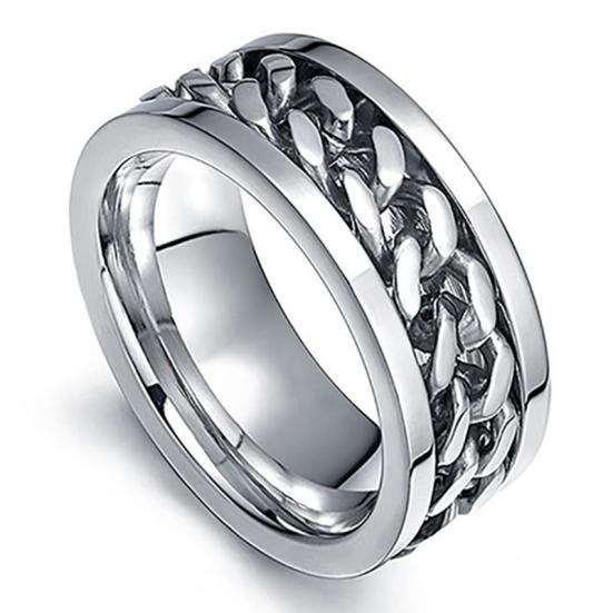 Punk Erkek Kadın Unisex Paslanmaz Çelik Zincir Kakma Parmak Yüzük Band Takı Hediye