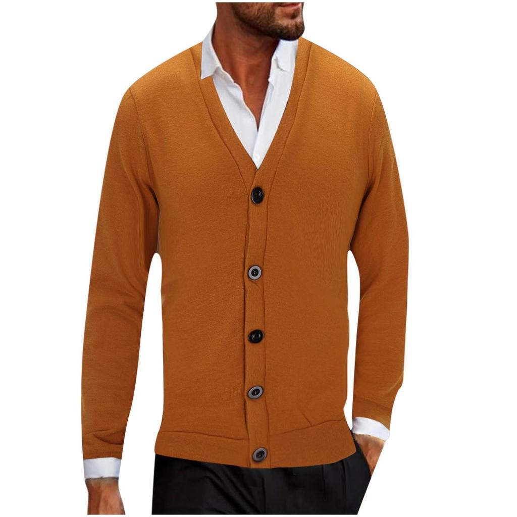 Mens Solid Color Button Casual Loose Knit Cardigan Solid Color Button Cardigan Men's Fashion Cardigan Jacket