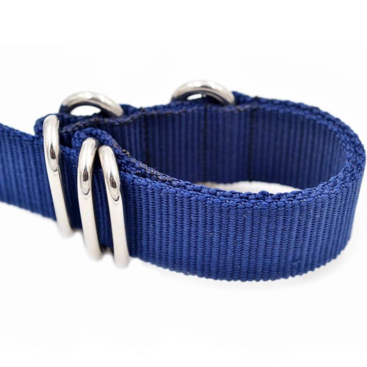 One-Piece Five-Ring Nylon Watch Strap with Frosted Silver & Black Buckles (18-20-22mm)