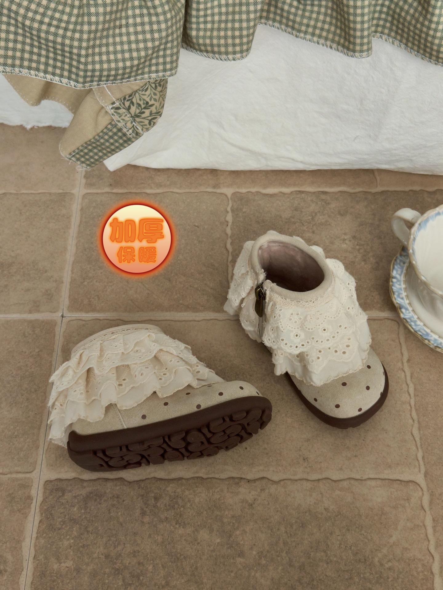 

XSHX Праздник при свечах | Девичьи осенне-зимние кожаные ботинки в стиле ретро с французским горошком, боковой молнией и резиновой нескользящей подошвой 25