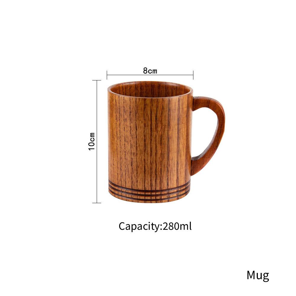 Jujube Wooden Handmade Water Coffee Mug Cup Tea Beer Juice Milk Mugs Drink Cups With Handle Coffee Beer Mug Retro Gift