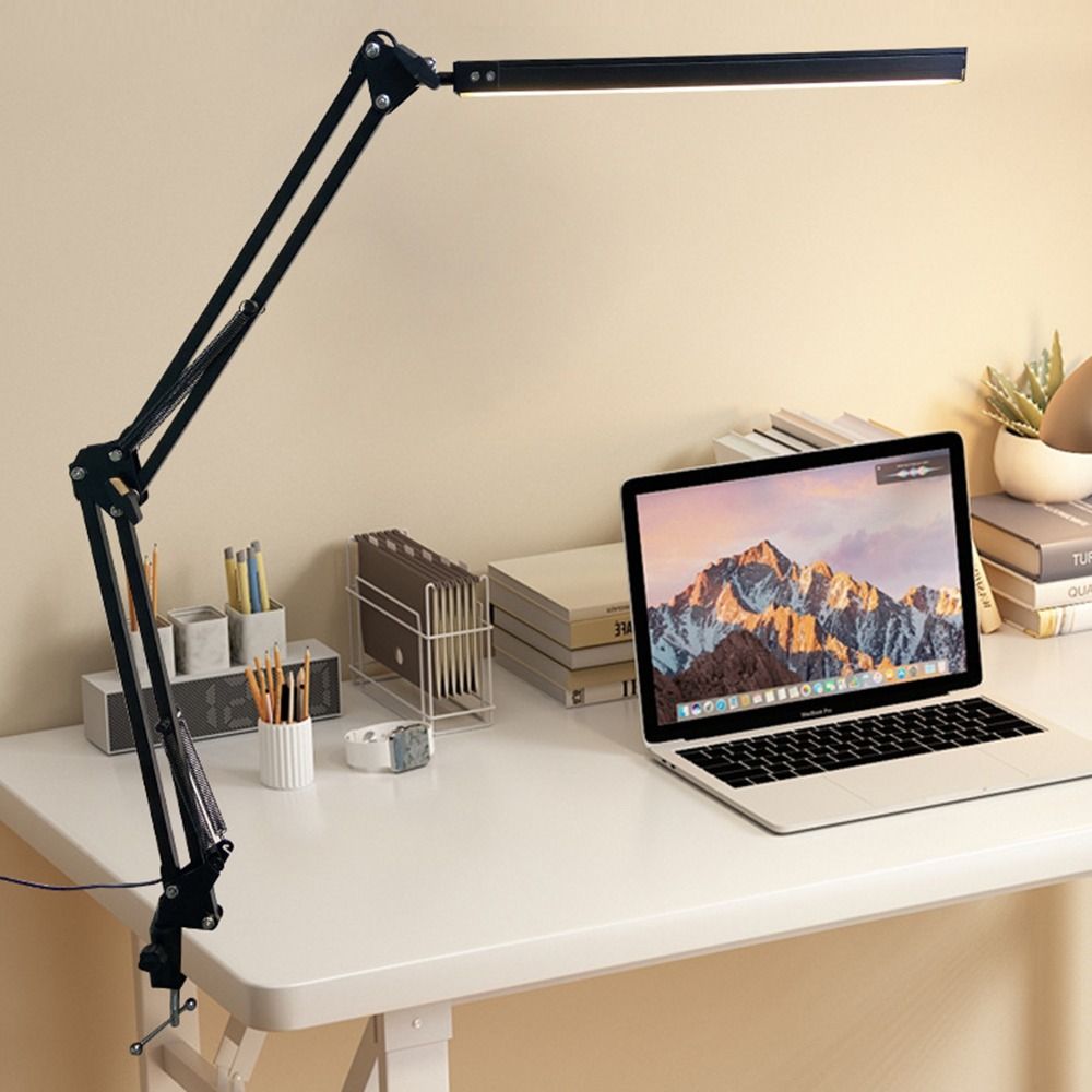 3 Lighting Modes LED Desk Lamp with Clamp Dimmable Swing Arm Desk Lamp Folding Clip on Light  Study