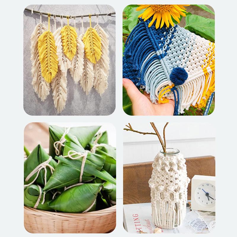 100M/Rouleau Fourniture Décoration Maison Corde Coton Macramé Colorée Tricotée à la Main 3mm Projets DIY Emballage Cadeau Naturel
