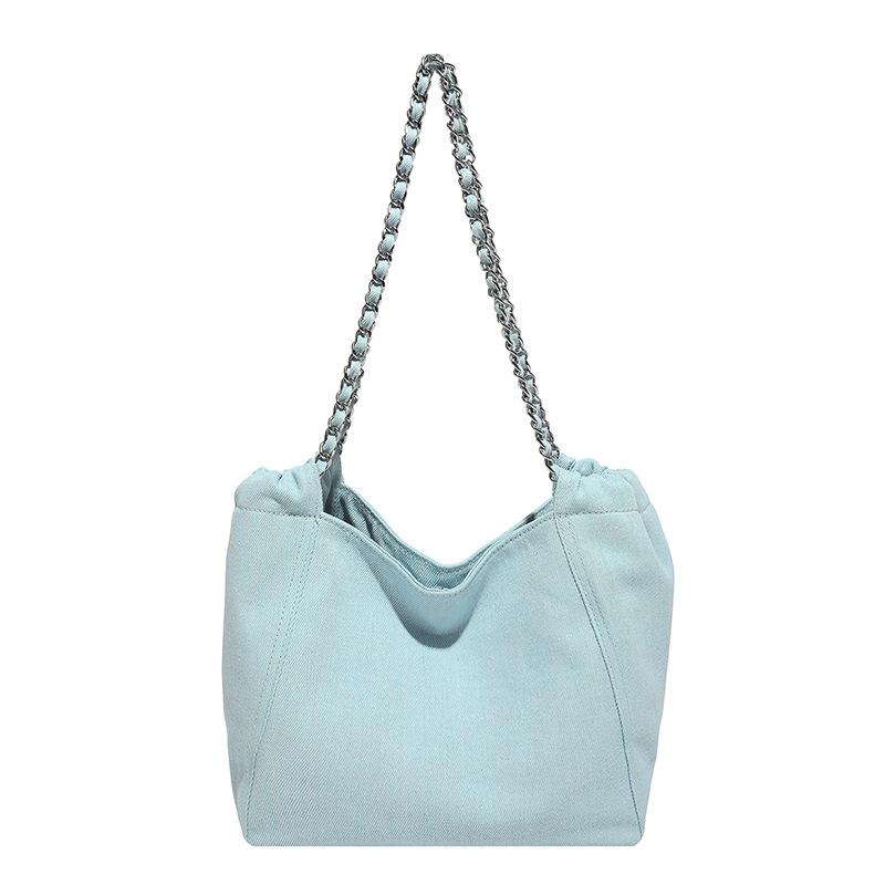 

Джинсовая сумка женская большой вместимости новая осенняя модная сумка на плечо с цепочкой тканевая сумка текстурная сумка-тоут