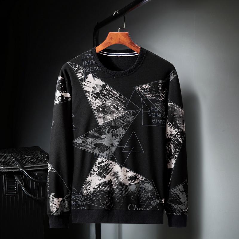 2020 Winter Plus Velvet Thickened Trendy Plus Size Men's Round Neck Sweatshirt