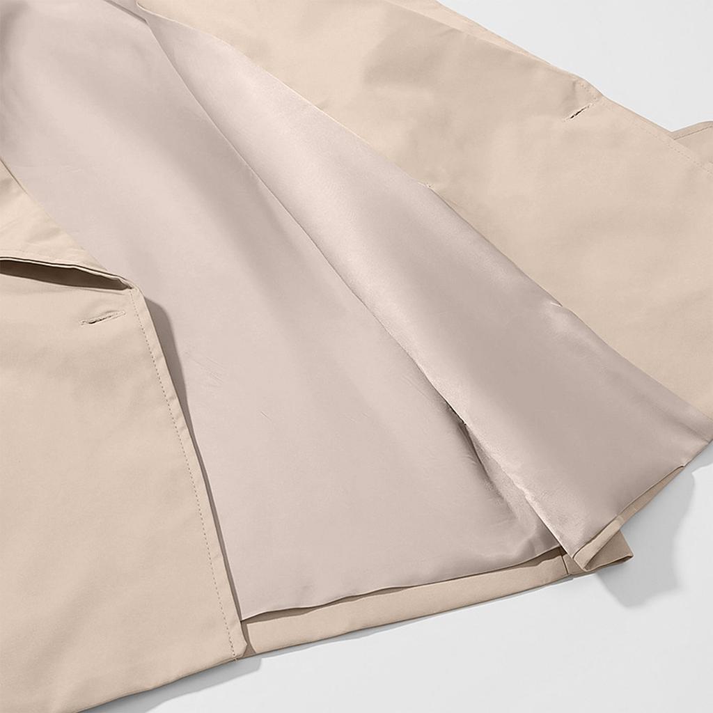 Damen Kurzer Trenchcoat mit langen Ärmeln, Gürtel und Knopfleiste