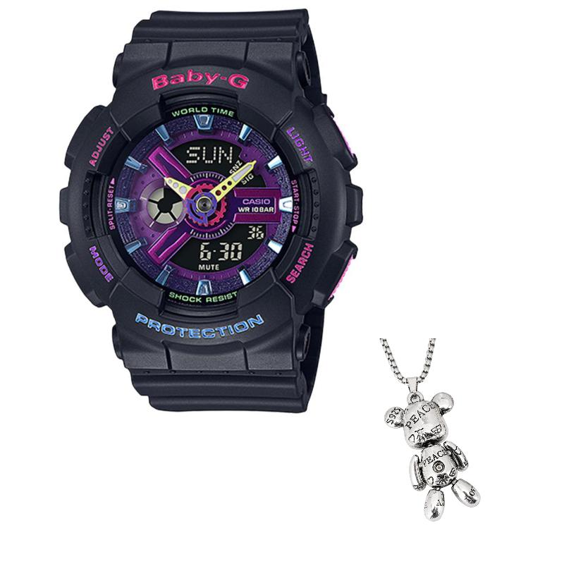 

Casio BABY-G Harajuku Style Theme Double Display Waterproof Trendy Fashion Sports Quartz Movement Resin Strap Japanese and Korean Watch BA-110TM-1APR фіолетовий