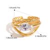 Yori 2pcs Double Layer Hollow Out Fried Dough Twists Pattern Overlay Ring Hypoallergenic Texture Geometric Minimalist Jewelry Gi