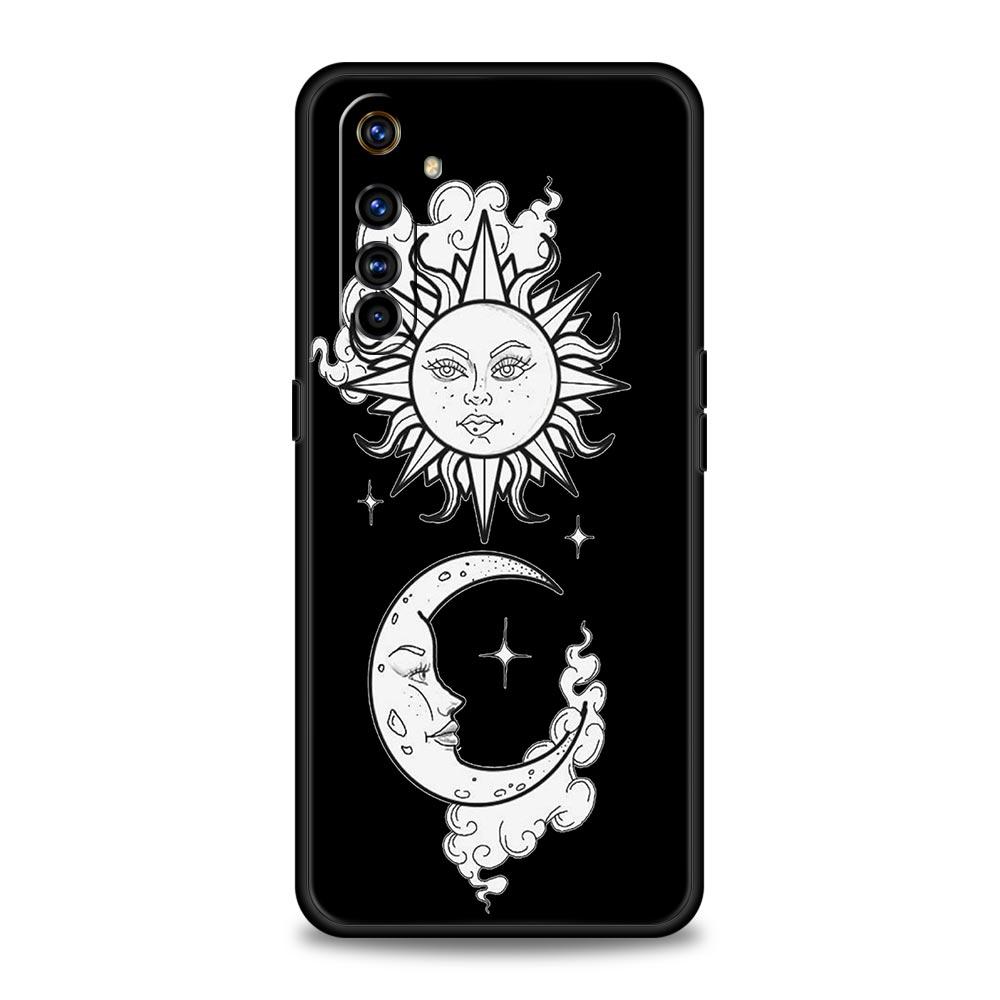 Funny Sun Moon Angel Eyes Phone Case For Realme 10 9 8 5G 7 6 GT2 Pro Plus 9i 8i C21 C11 C25 C35 GT Neo 2 3 3T Soft Black Cover