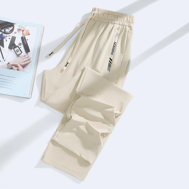 Summer Couple Style Ice Silk Pants Men's Stretch Sports Pants Men's Casual Pants Men's Versatile Casual Loose Wide Leg Pants