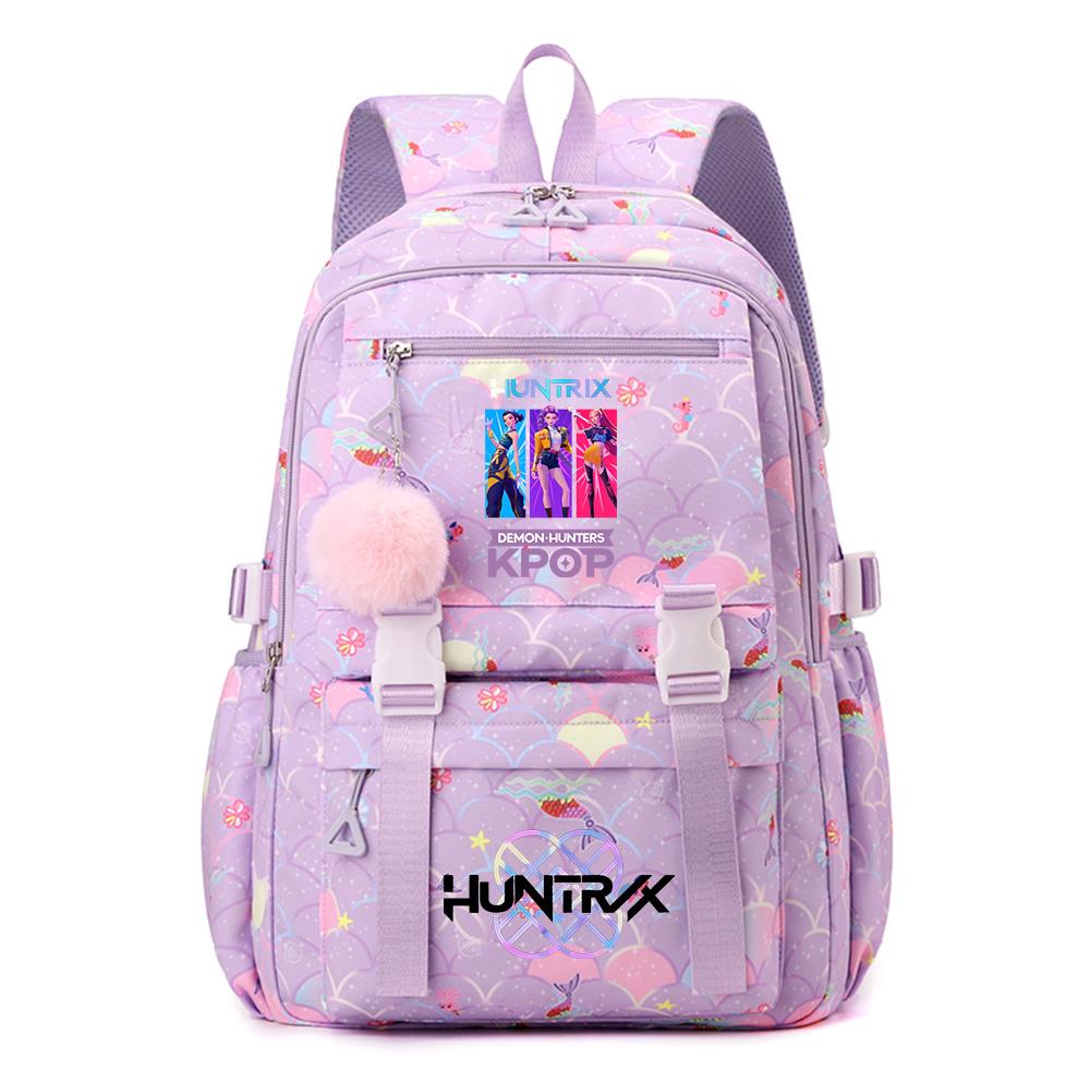 Anime K-Pop K-Pop Demon Hunters Printed Backpack Schoolbag for Teenager Student Girl Boy Bookbag Large Capacity Waterproof Travel Bag Gift Mochila