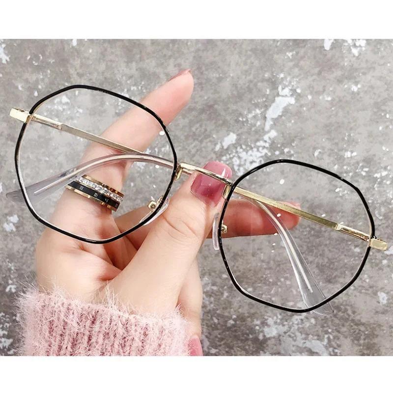 Myopia Glasses For Women Men Retro Blue Light Blocking Computer Glasses Polygon Metal Thin Frame Optical Eyeglasses 0 To -600