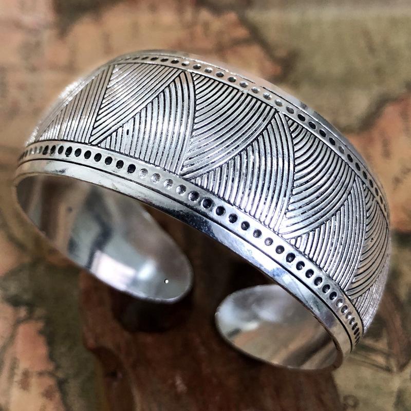 Vintage Cuff Bracelet Tibetan copper Plated Carved Flower Geometric Animal Opening Bangle Adjustable Indian Zircon Women Gifts