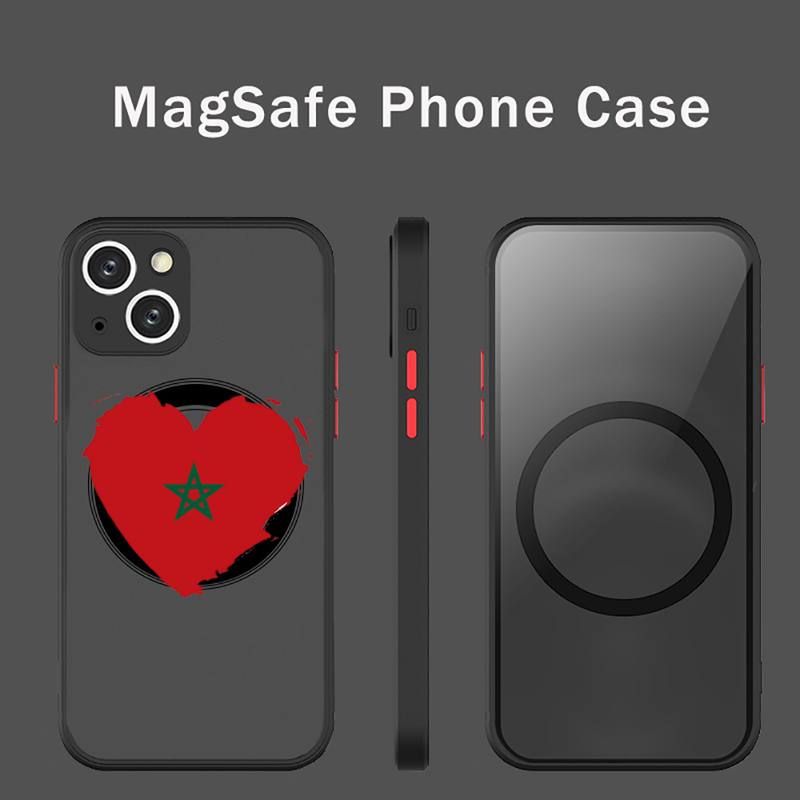 Morocco Flag Phone Case Transparent Magsafe Magnetic Magnet For iPhone 13 12 11 Pro Max Mini Wireless Charging Cover