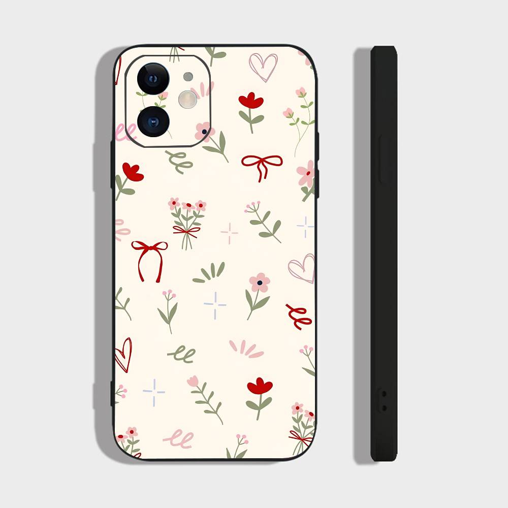 Cute Pattern For IPhone 17 Air 16 15 14 13 12 11 Pro Black Soft Cover Phone Case