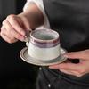Creative Ceramic Coffee Cup And Saucer Set, Round Ball Retro Kiln Change Water Cup, Afternoon Tea Coarse Pottery Ceramic Cup