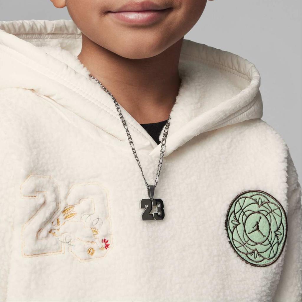 Jordan Logo Embroidered Pullover Hoodie Kids Hoodies Ivory FJ5066-110