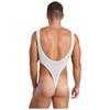 Herren Durchsichtiges Netz Ärmellos Offener Rücken Beutel Hoher Beinausschnitt Einteiler Bodysuit Jumpsuit