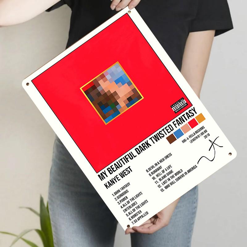 Kanye West My Beautiful Dark Twisted Fantasy Album Cover Art Custom Metal Poster Wall Decor 20x30cm(7.8x11.8inch)