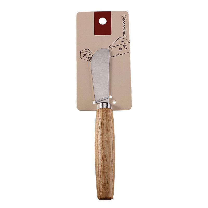 Stainless Steel Cheese Knife & Fork Set, Rubber Wood Handles - Western Tableware