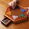 Großes Holz-Dame- und Schachspiel mit Achatkugeln - Ideal für Erwachsene und Eltern mit Kindern