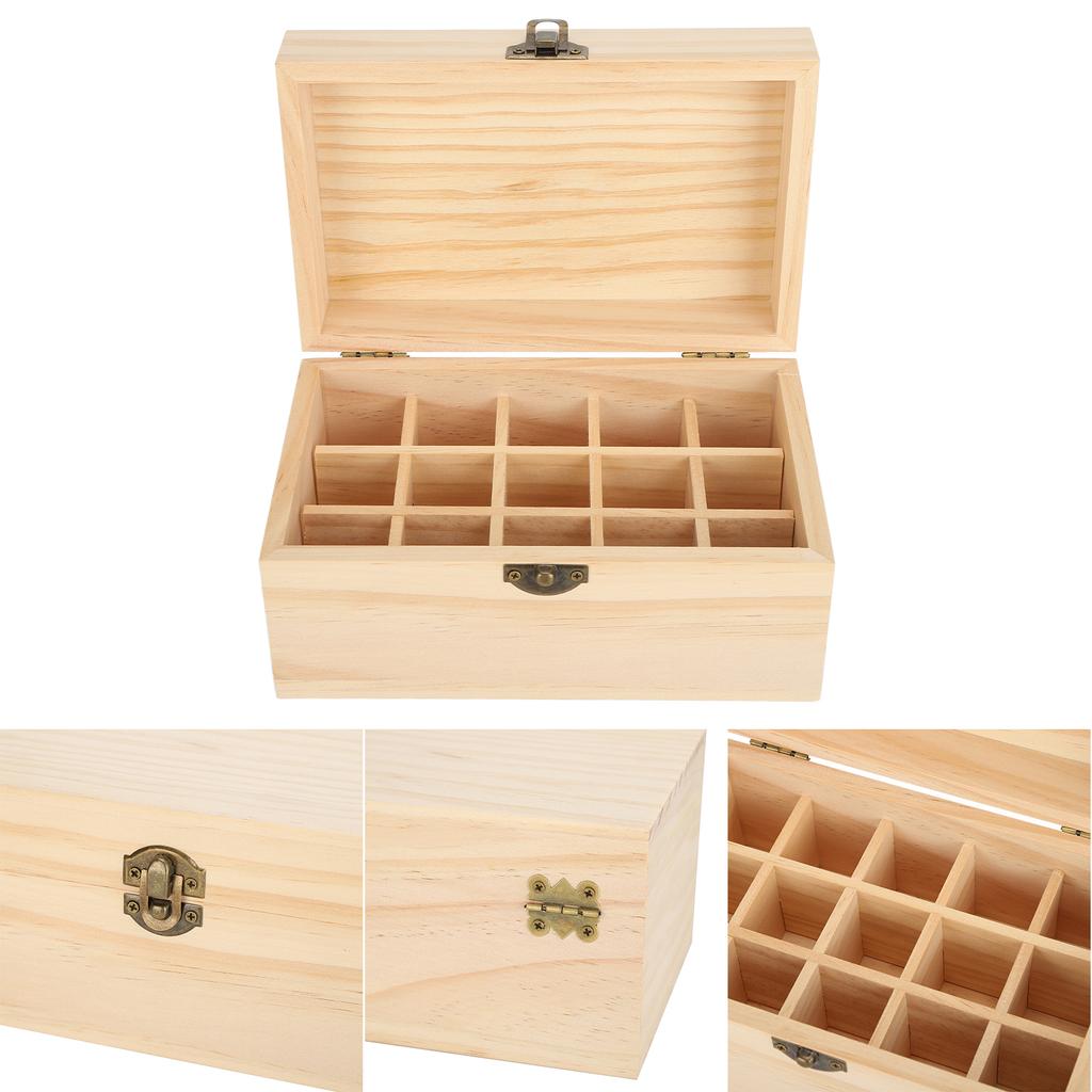 15 Fächer Ätherische Öl Box Kiefer Display Anti Sonnenlicht Ätherische Öl Aufbewahrungskoffer für Zuhause Beauty Center