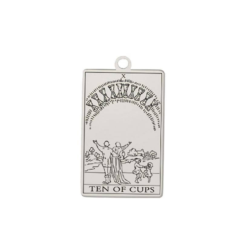 Dawapara The Suit of Cups Minor Arcana Tarot Cards Pendant for Necklaces Earrings Stainless Steel Charms for Jewelry Making