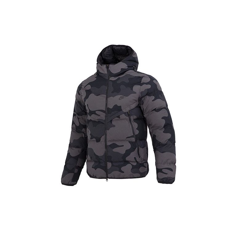 Nike Sportswear Down Fill Windrunner Hooded Jacket Black Grey Camo DQ4936-254 XL