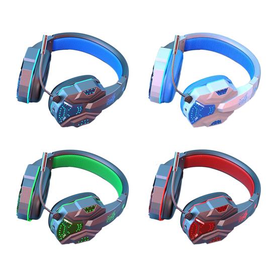 Casque de jeu stéréo à réduction de bruit avec microphone, éclairage LED surround, compatible Bluetooth 5.1