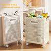 Foldable Slim Laundry Basket on Wheels, Versatile Laundry Hamper with Handle, Collapsible Laundry Sorter and Organizer