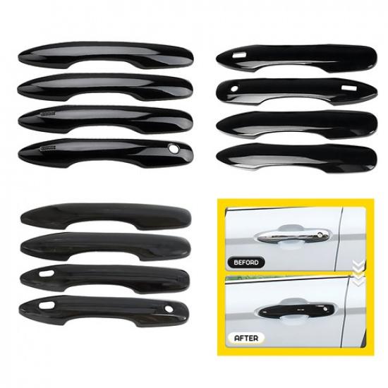 4PCS Glossy Door Black Handle For Covers 2018-2025 Toyota Hole Camry W/Smartkey
