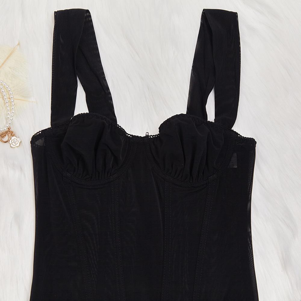 Women's Sexy Fishbone Bustier Camisole - Slimming Waist Zipper Bandeau Top