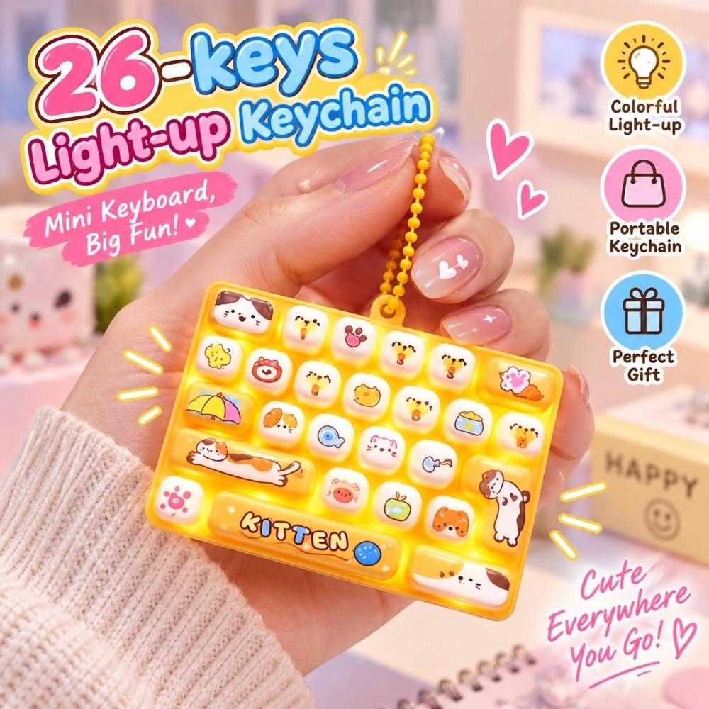 Transparent Dual-Tone Decompression Button Toy Cute Design Keyboard Keychain Bag Accessory