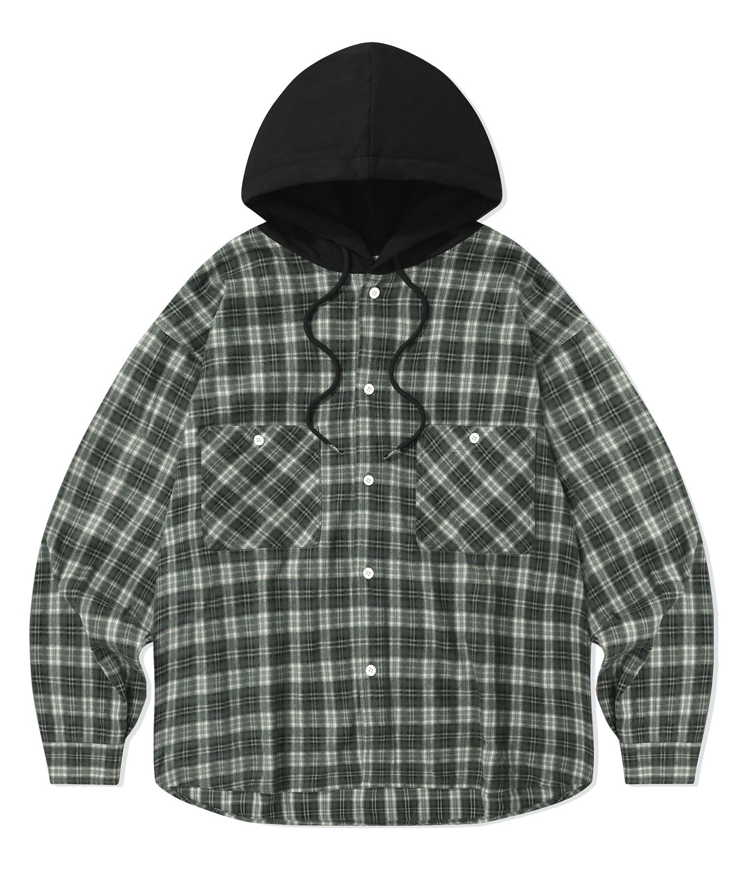 Illuminate Flannel Hoodie Check Shirt-Gray Grey/M