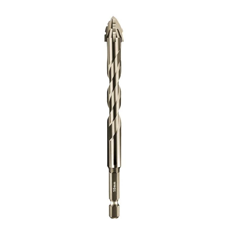 Yellow Coated Four Flute Eccentric Serrated Dry Drill Bit for Full Ceramic Glass Marble Concrete Sharp Sawtooth Cutting Head