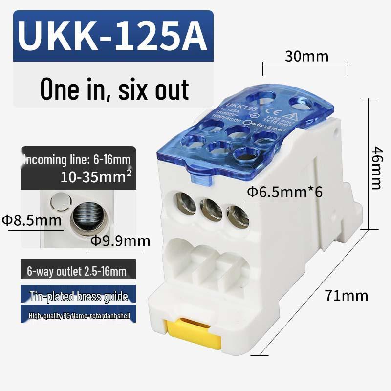 UKK Hochstrom-Anschlusskasten: Einpolige Schiene, Mehrfachausgangsverdrahtung