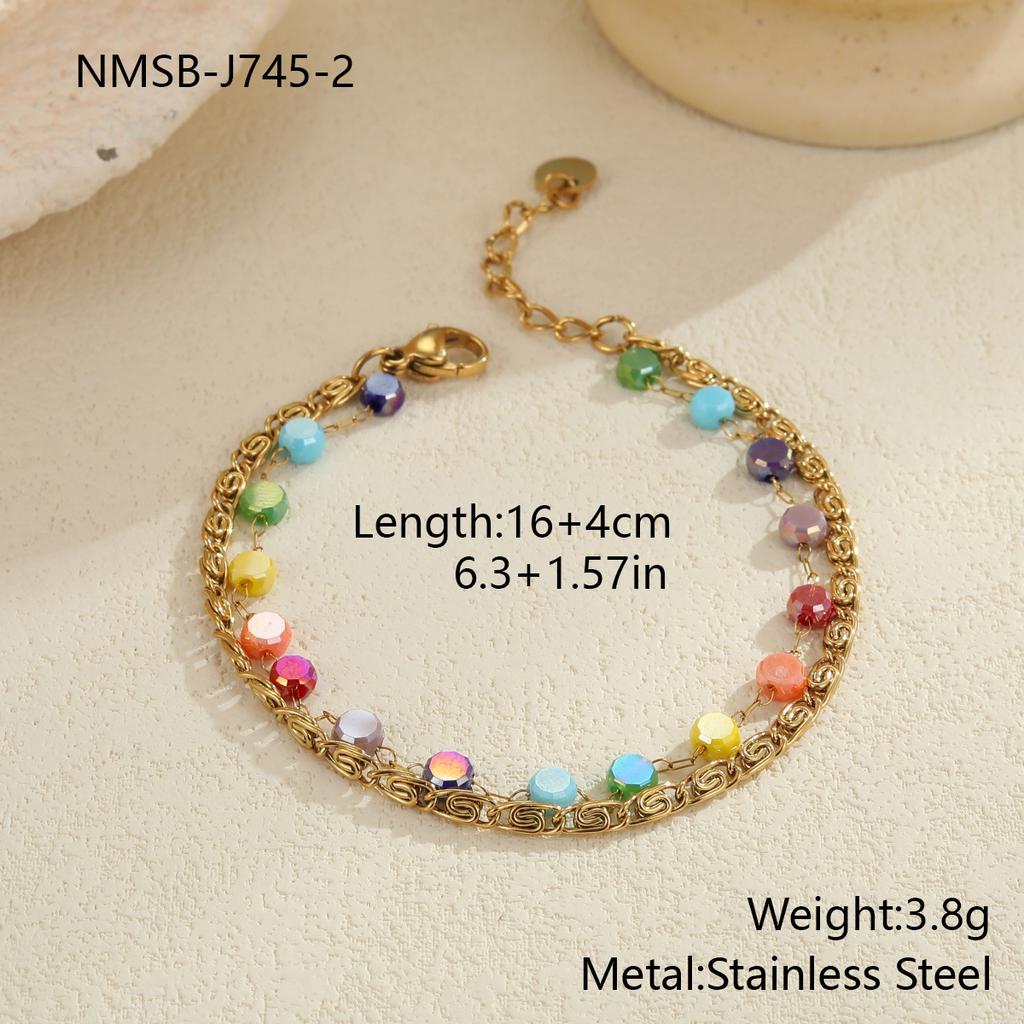 GEMCHIC Women's 18K Gold Plated Stainless Steel Layered Necklace Colorful Beads Starfish Pendant Summer Beach Clavicle Chain