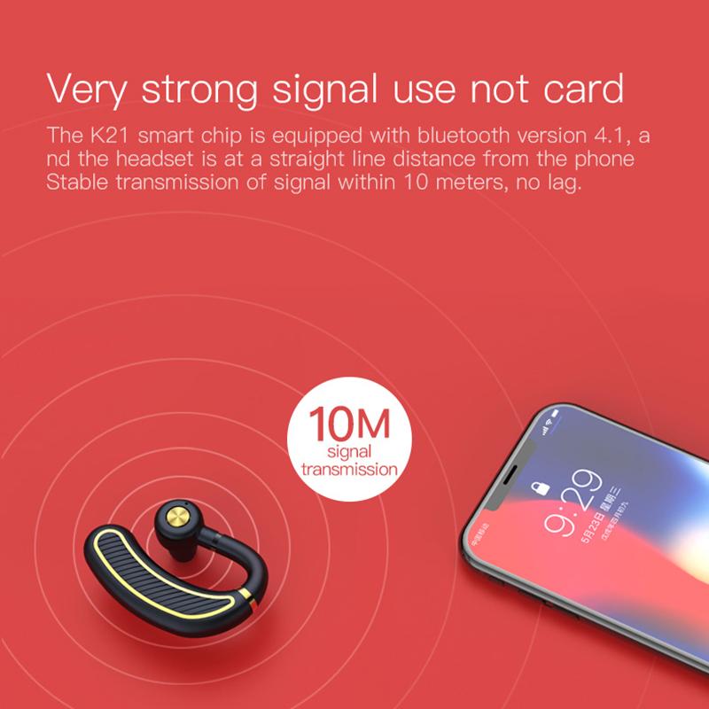 K21 Wireless Headphones Bluetooth Headset Ear Hooks Sport Earphone for Phone Handsfree Headphone with Charger Box Volume Control