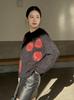 26-Year New Cherry Embroidered Brushed Wool Cashmere Blend Round Neck Pullover Sweater