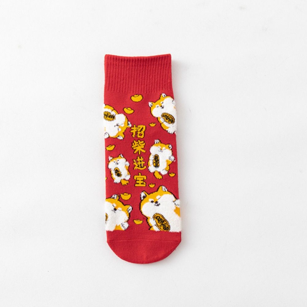 1pair Lucky Cat Red Socks Cotton Women Socks New New Year's Socks  Women