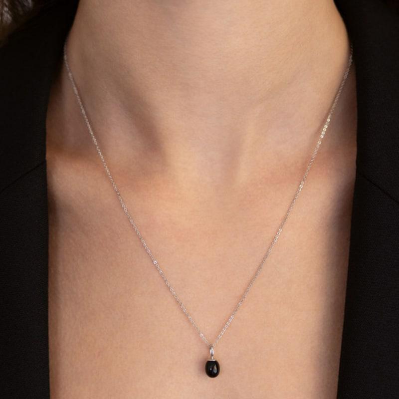 

TATIANA (925 Silver) Egg Stone Pendant Necklace NZ2514 Onyx Gold Plated