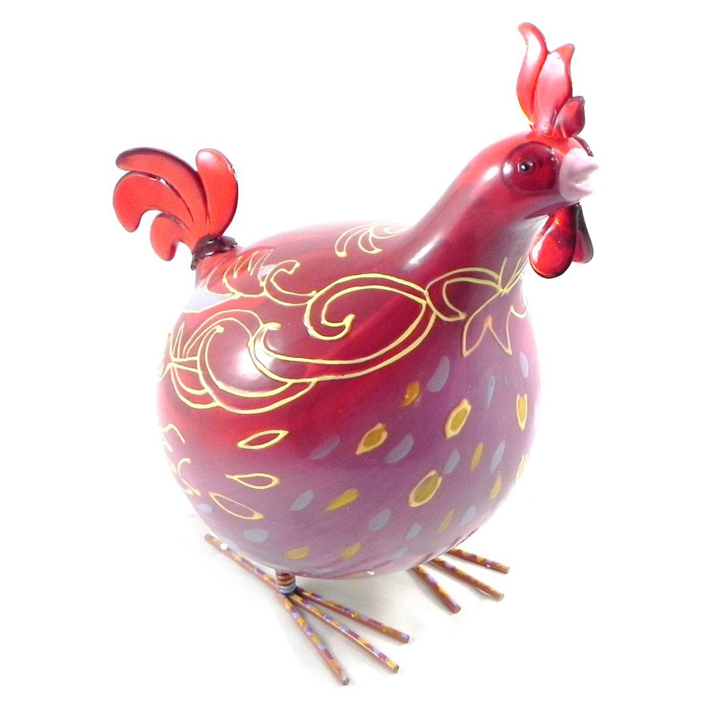 Les Trésors De Lily [I2449] - Rote Designerfigur „Coq Cocorico“ (handbemalt) - 30 cm