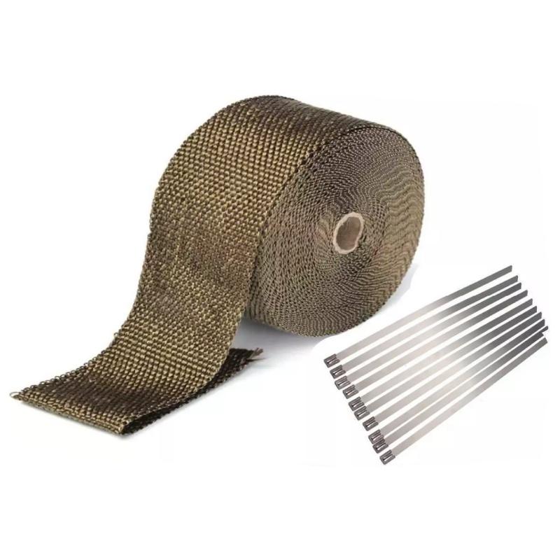 

10M Motorcycle Exhaust Thermal Tape Header Heat Wrap Manifold Insulation Roll Resistant with Stainless Ties
